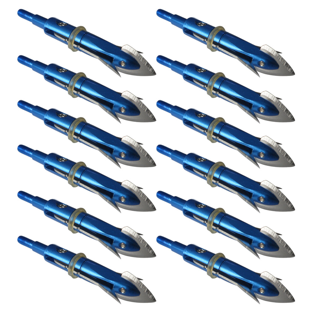 12Pcs Archery Arrowheads 100 Grain Stainless Steel Broadhead for Compound Bow Crossbow with 1 pcs Black Plastic Portable Case