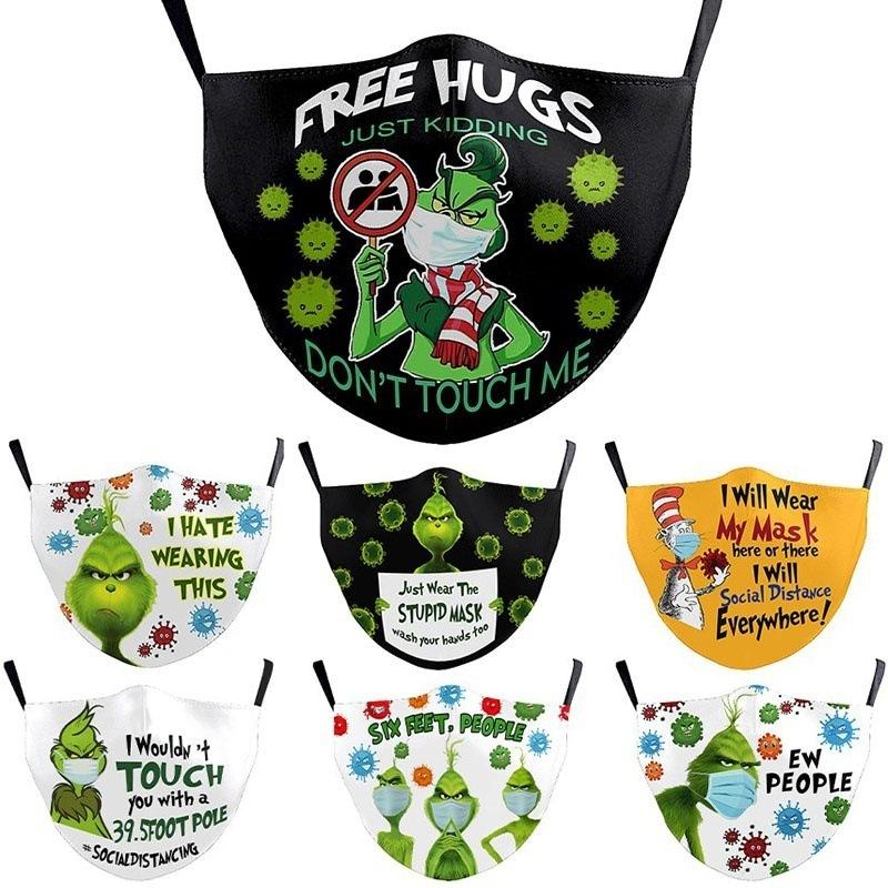 Grinch Stole Christmas 3D Print Cosplay Face Masks Protection Reusable Washable Dust Proof Cute Face Mask Fast Shippping