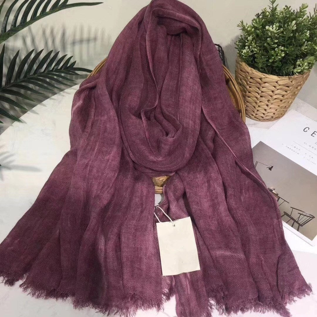 A light linen scarf new winter scarves dyed cotton high quality thin dirty temperament Scarf Women&#039;s soft scarf