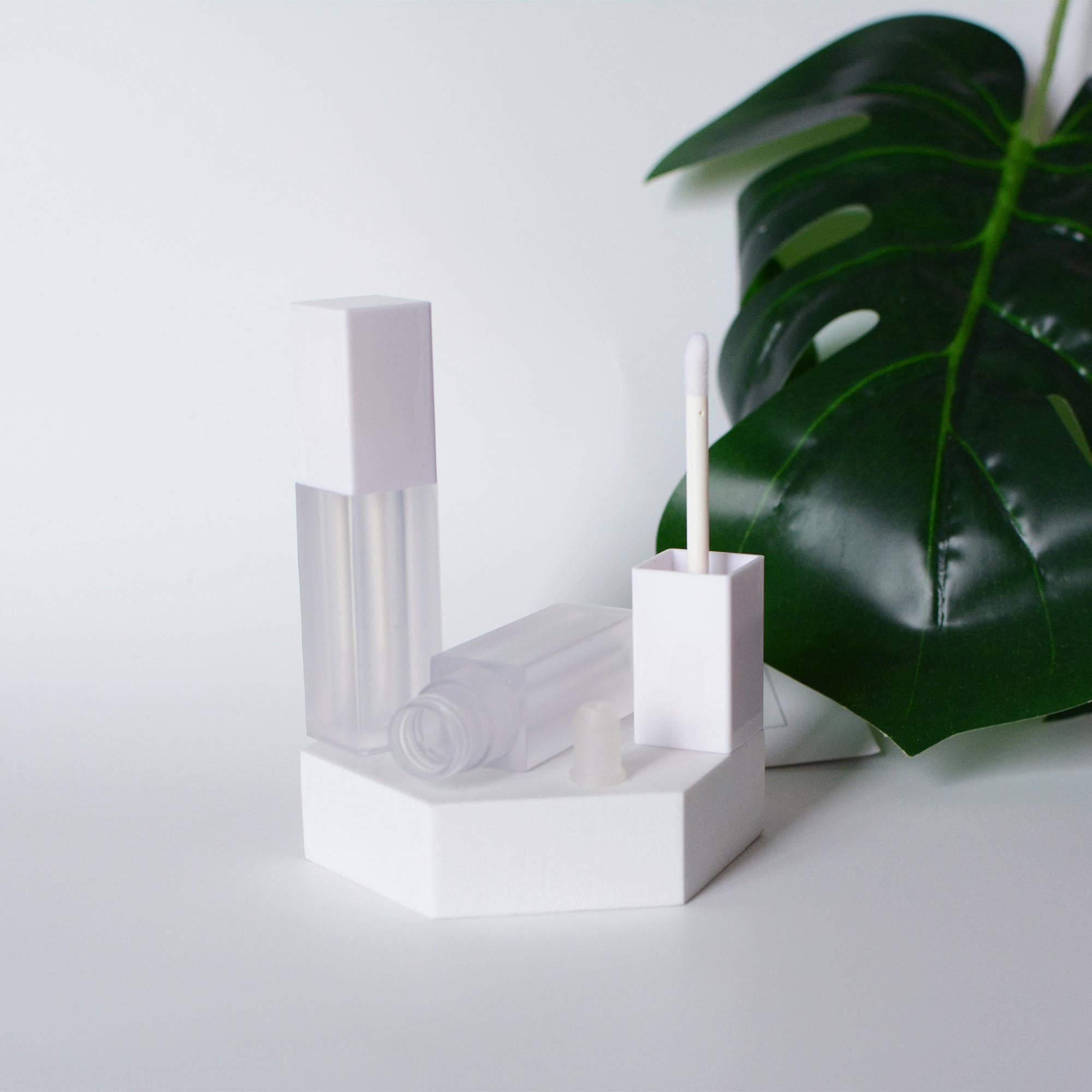 6ml Square White Color Cosmetic Empty Lip Gloss Wand Tubes Refillable DIY Lip Gloss Container Lipstick Lip Balm Tubes