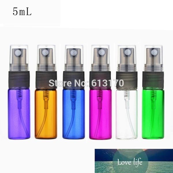 New 5ml Glass Spray Bottles Black Cap Empty Perfume Bottle,Clear,Brown,Blue,Green,Refillable Vials,Cosmetic Packing Container
