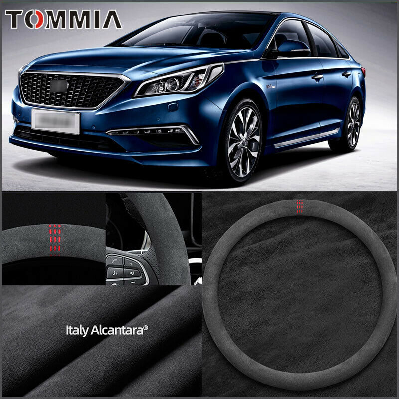 38cm Non-slip Black Alcantara Suede Car Steering Wheel Cover For hyundai sonata
