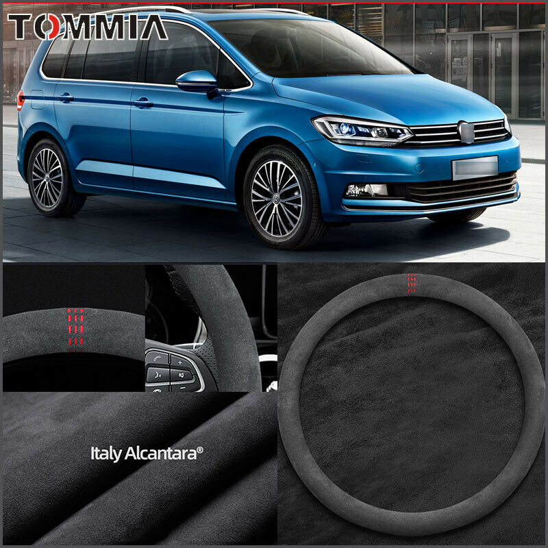 Non-slip Black Alcantara Suede Car Steering Wheel Cover For Volkswagen Touran