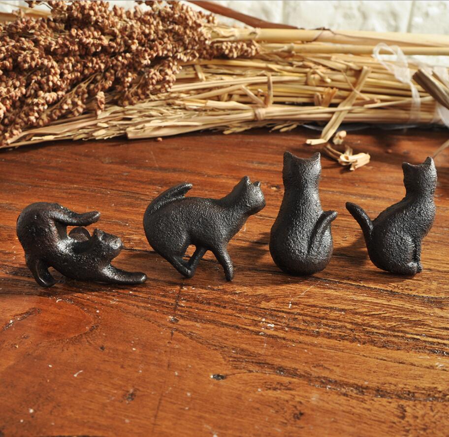 Cat handles Matte black cast iron wardrobe wine cabinet drawer Pull American simple furniture cabinets door creative metal Pulls