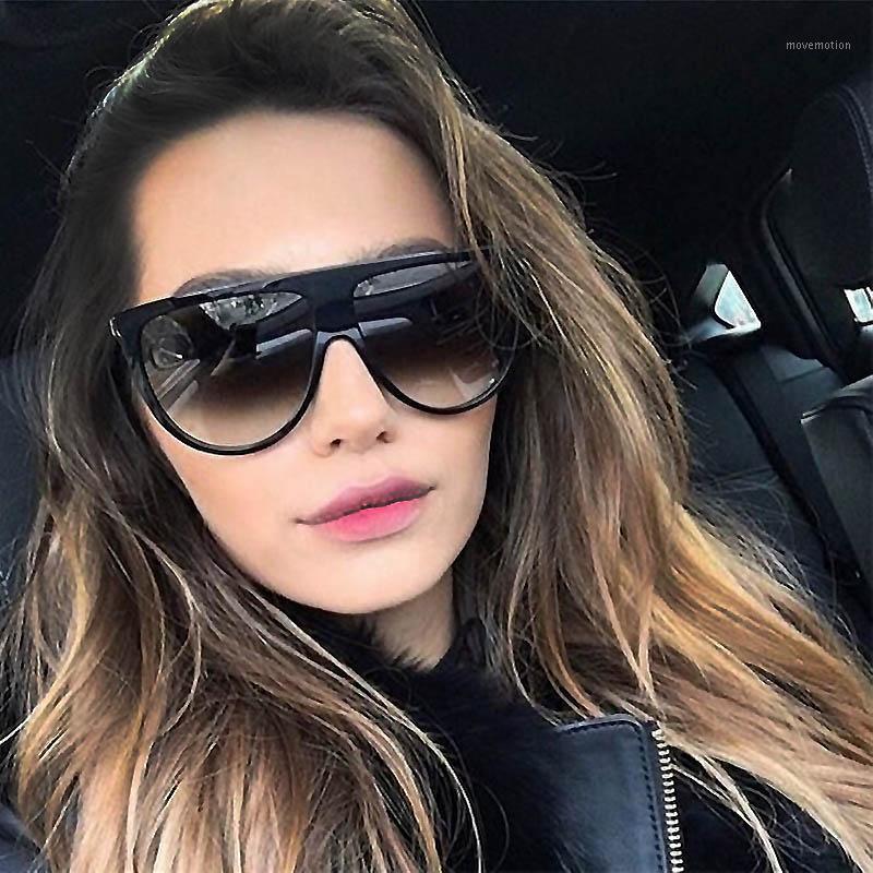 Sunglasses Flat Top Oversized Women Retro Design Big Frame Black UV400 Eyewear1Sunglasses