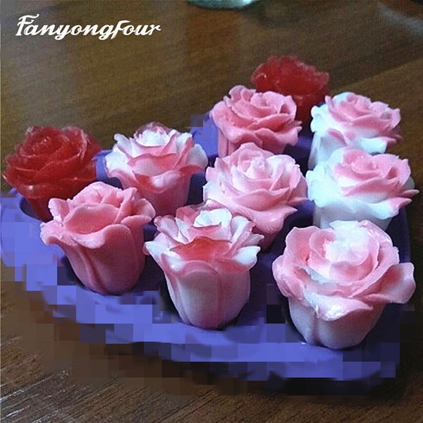3D Rose Cake Mold Silicone Mold Chocolate Gypsum Candle Soap Candy Mold Free Shipping 201023