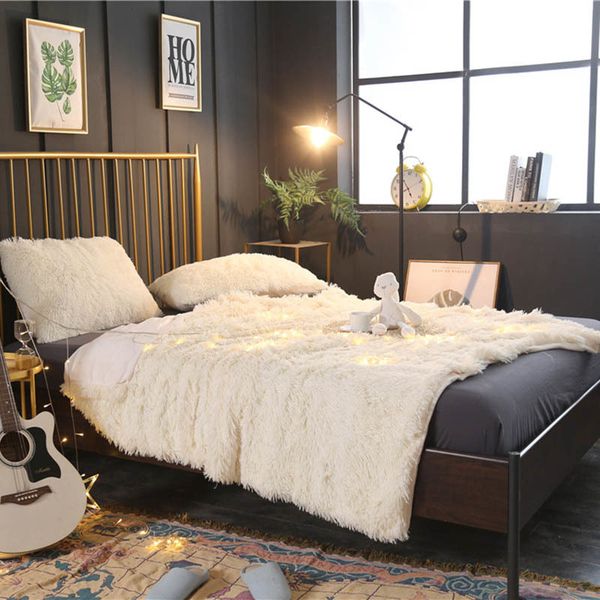 Soft Long Shaggy Throw Blanket Faux Fur Bed Cover Sofa-Bed- Couch Blanket Fluffy Sherpa Warm Winter Bedspread for Kids Adults 201128