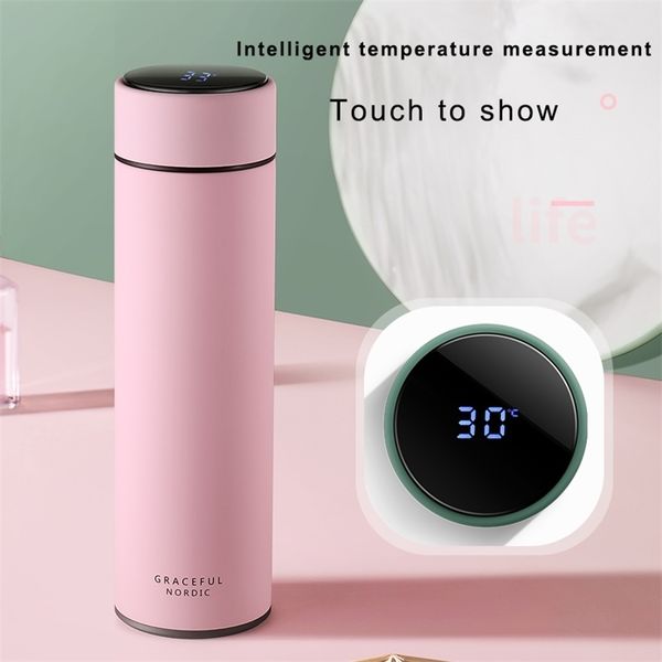 Customized stainless steel thermos bottle intelligent Water Cup LCD Touch Screen display temperature Thermos Bottle Office Home 201204