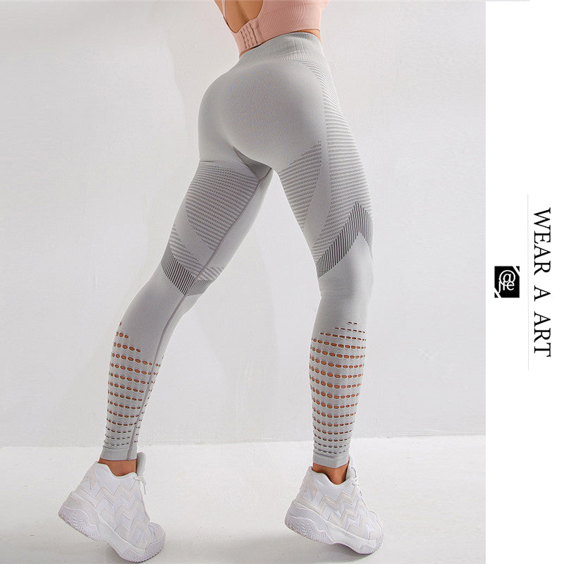 Women Yoga Pants Hole Woman Solid Seamless Leggings Sportwear Active Tight Trouser Stretchy Workout Tummy Fashion Trendy Running Push Up New