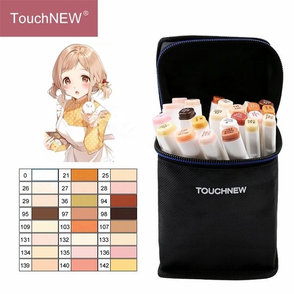 TOUCHNEW 24 Colors Skin Tones Set Art Markers Pen Artist Dual Headed Alcohol Based Manga Brush Pen for Coloring 201211