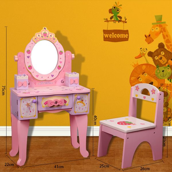 Kids Girls Simulation Wooden dressing table 3- Gift for Dressing Table For Baby Girl Children pretend play toys LJ201009