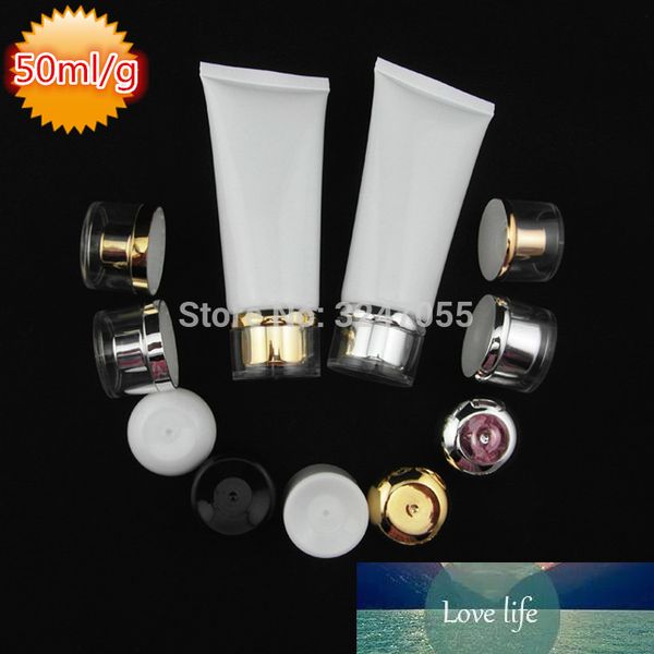 50ml-g 50pcs White Elegant Cosmetic Soft Tube,PE Plastic Portable Facial Cleanser Container,Squeeze Empty Hand Cream Bottle