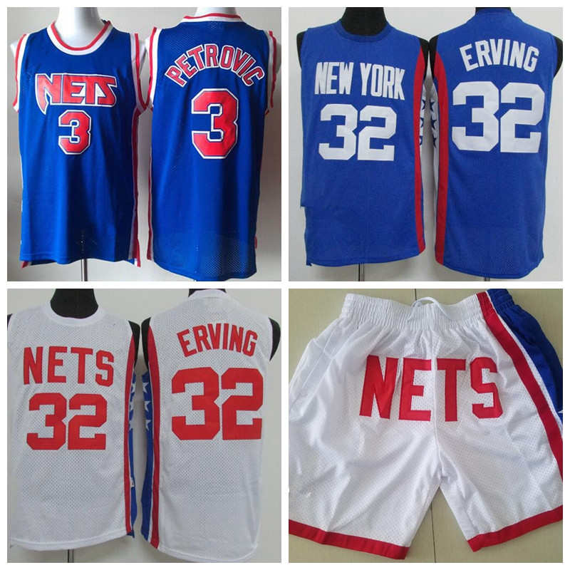 Men Youth New&#13;Jersey&#13;Nets Drazen Petrovic 32 Erving Mitchell & Ness Royal White 1992-93 Swingman Jersey