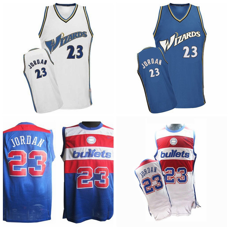 Men Youth Washington&#13;Bullets&#13;23&#13;J0rdan 2003-04 Mitchell & Ness Blue White Hardwoods Classics Jersey