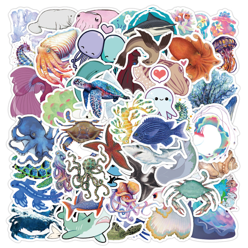 3 Sets = 150PCS Marine Life Graffiti Stickers Notebook Scooter Refrigerator Water Cup Stickers