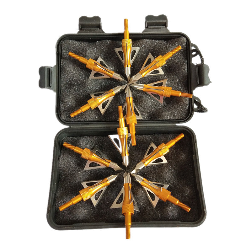 12Pcs Archery Yellow Broadheads 3 Fixed Steel Blade 100 grain Hunting Arrowheads Fit Compound Bow and Crossbow