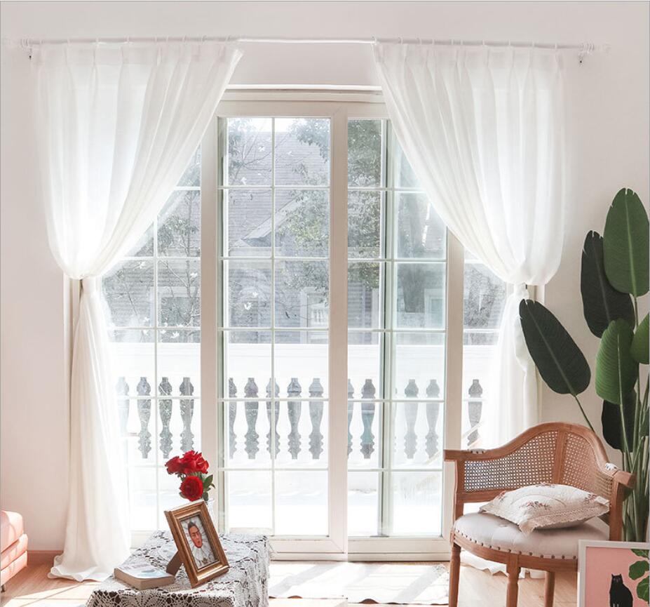 Sheer Curtains not transparent Yarn finished balcony screen partition living room half shading window screens white cloth