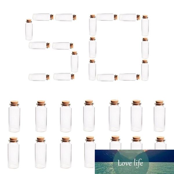 50pcs Hot Sale 30*70MM 30ML Glass Storage Bottles Empty Sample Jars Cork Stoppers for DIY Craft Home Office Decor - Transparent