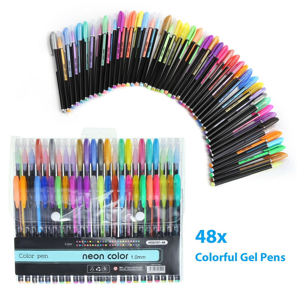 48 Set Gel Pens Colored Glitter For Coloring Books Drawing Art Marker Adult Kids