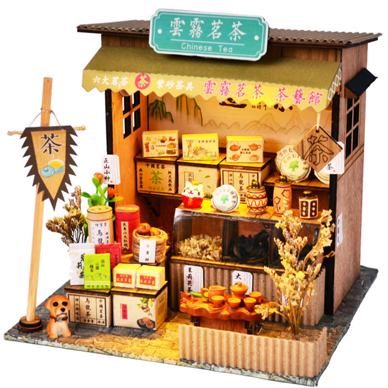 Cutebee DIY House Miniature with Furniture LED Model Building Blocks Toys for Children Casa De Boneca Chinese Folk Architecture Y1201
