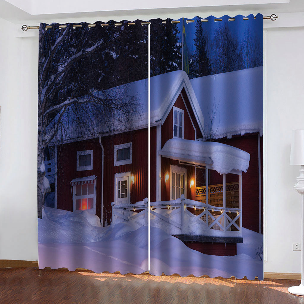 Morden scenery christmas curtains 3D Curtains set For Bed room Living room Office Hotel Home Wall Decorative Drape tapestry