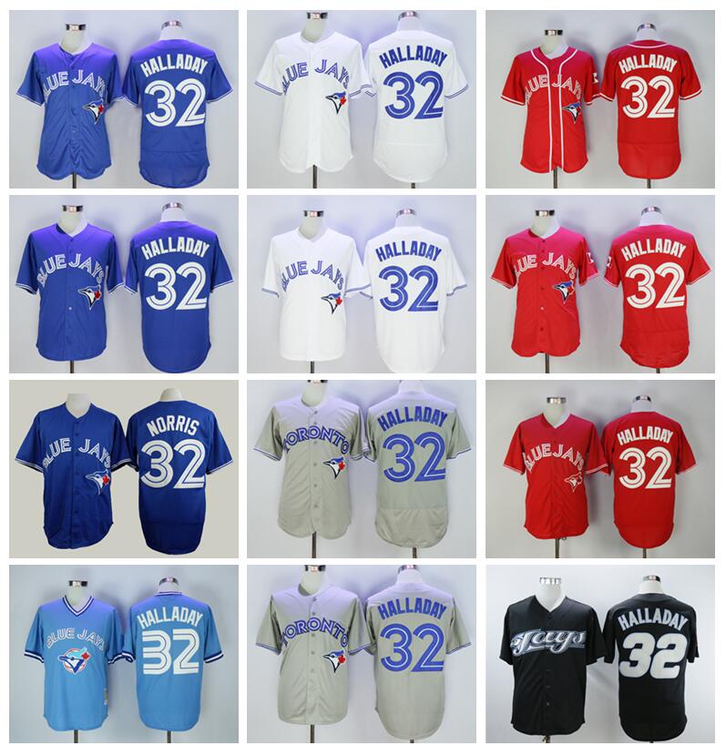 1992 2008 Retire Vintage 32 Roy Halladay Baseball Jerseys Flexbase Pullover Cool Base Blue White Red Grey Team Stitched Men High Quality