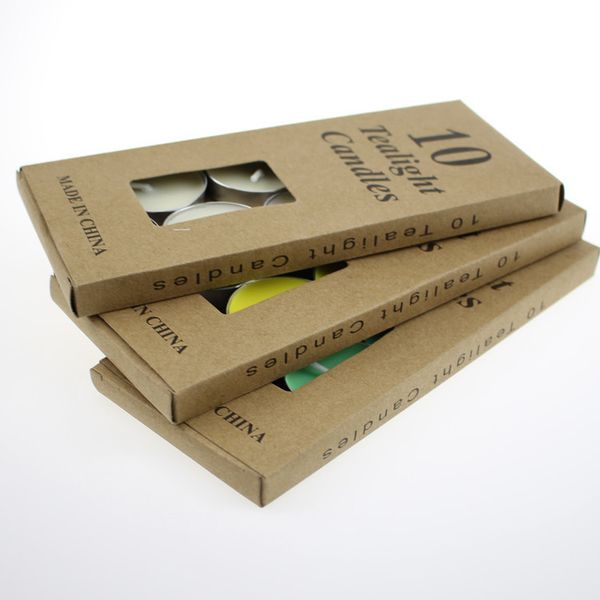 10pcs Pack Tealight Candles with Kraft Smokeless Wax for Valentines Day Birthday Wedding Christmas Religion Preying Party Decor