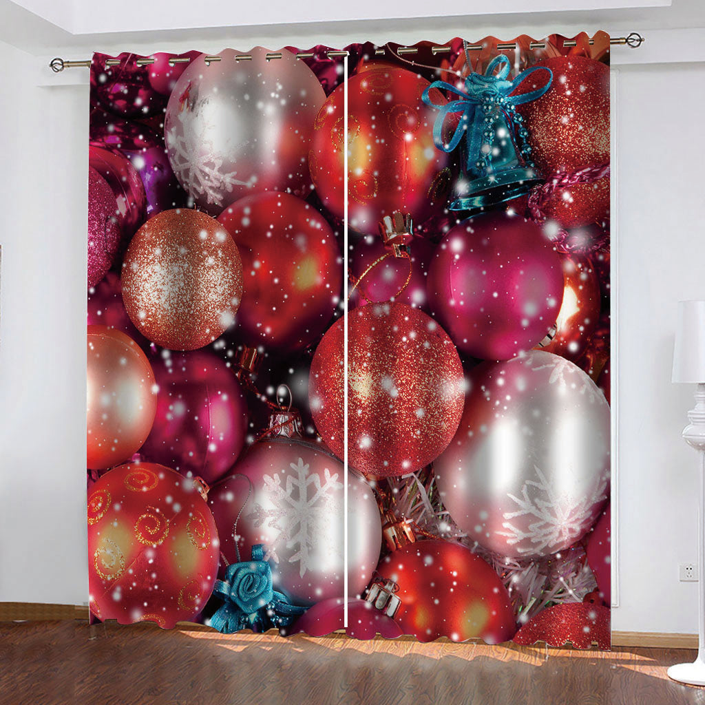 High quality custom Photo 3D Curtains for Living Room Window red ball christmas curtains 3d stereoscopic curtains