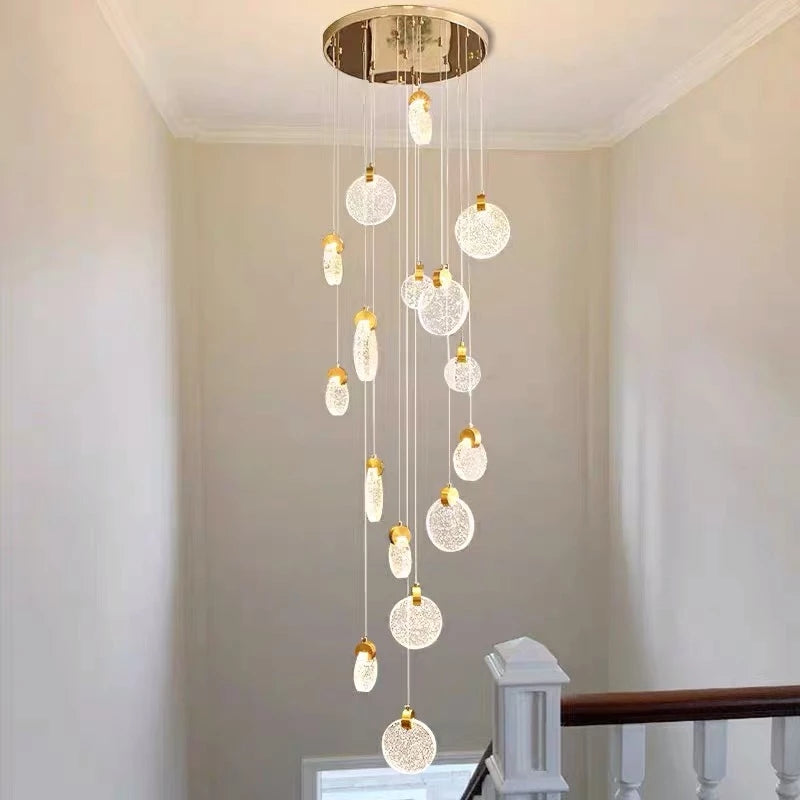 2021 Modern Staircase Crystal Pendant Lamps Loft Long cristals Indoor Lighting Dining Room Bubble LED Ceiling Chandeliers dhl