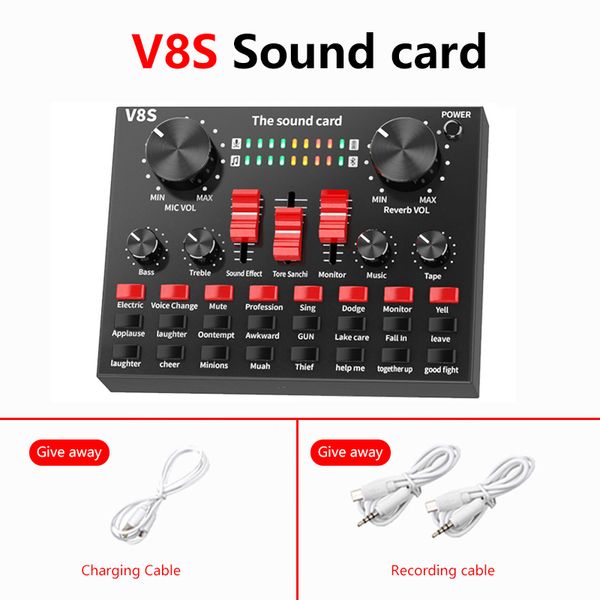 V8S Bluetooth USB External Sound Card Headset Microphone Webcast Personal Entertainment Streamer Live Broadcast For PC Computer