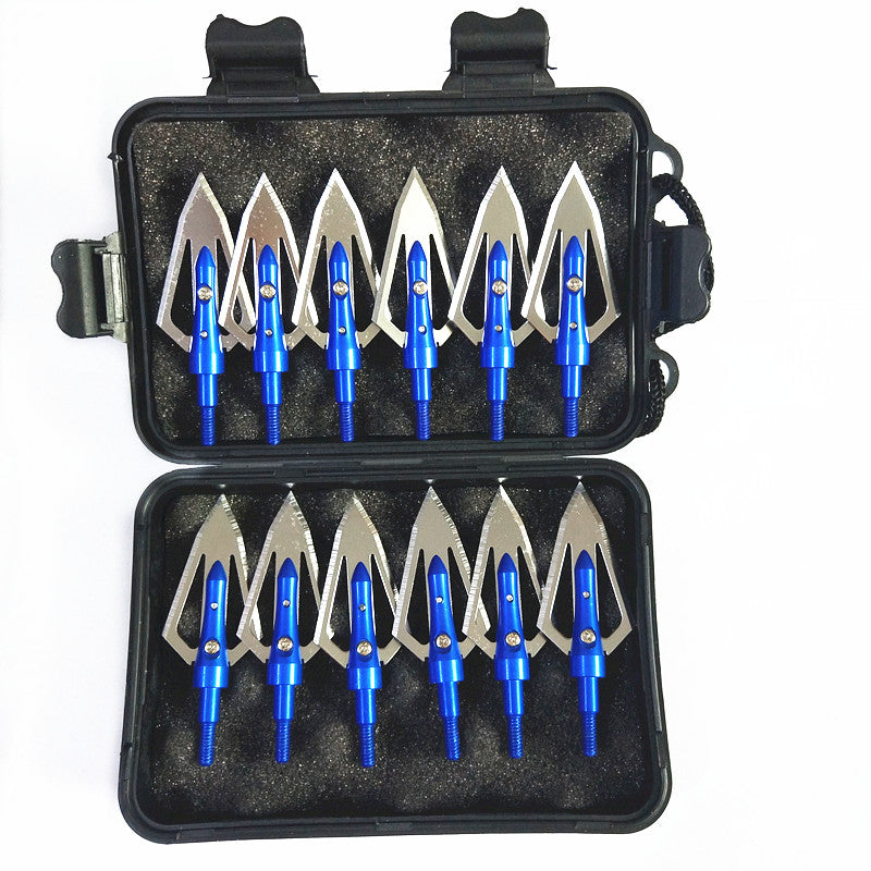 12pcs Hunting Broadhead Stainless Steel 2 Blade 100 Grain for Archery Outdoor Crossbow Compound Bow with Arrowhead Box