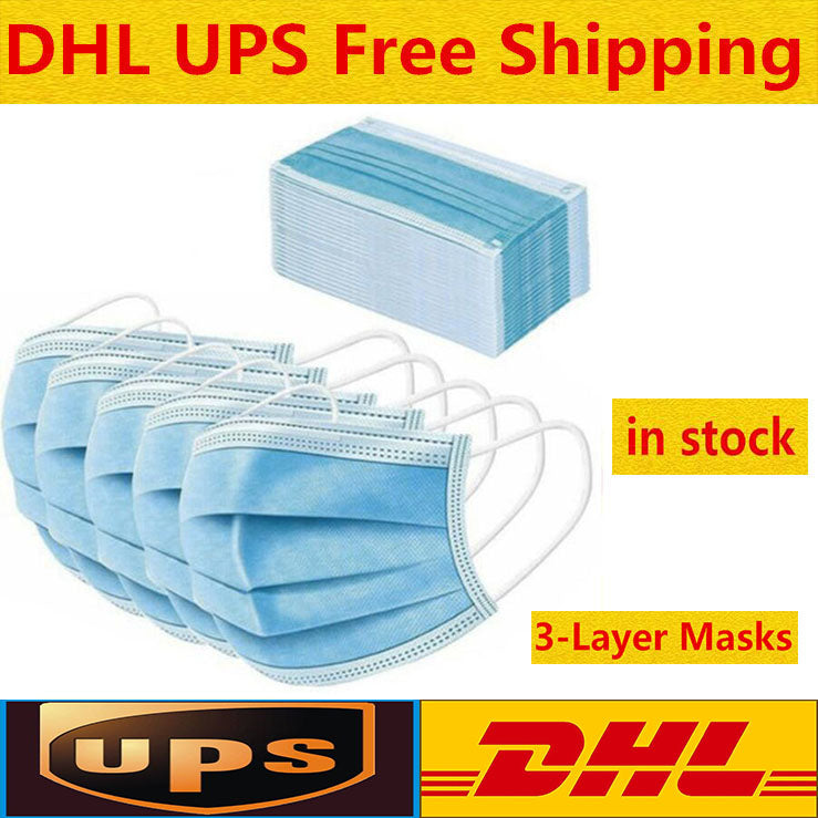 50 Pcs Disposable Face Masks Thick 3-Layer Masks with Earloops for Salon, Home Use Comfortable in stock Mask