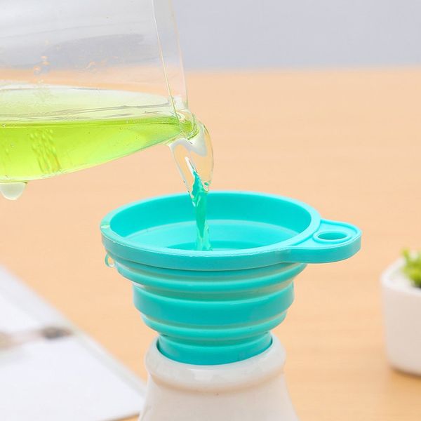 Portable Collapsible Silicone Safe Funnel Creative Household Items Candy Long Neck Funnel Silicone Folding Funnel