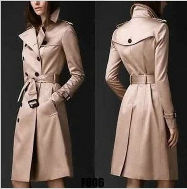 2019 Spring Autumn Casual Trench Coat For Women Plus Size Long Double Breasted Slim Windbreaker Outerwear Elegant Overcoats