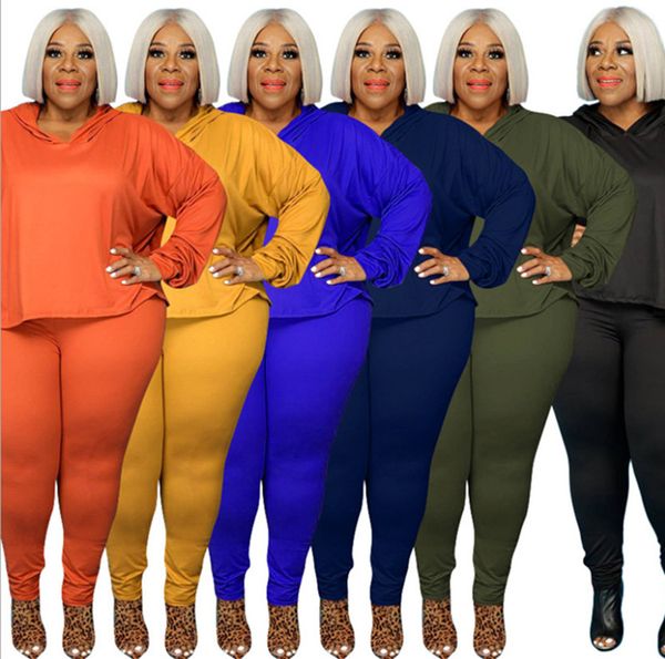 Plus size 3X 4X 5XL women bigger size sweatsuits fall winter clothing tracksuits pullover hoodie+pants two piece set casual sportswear 4239