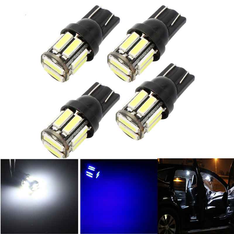 4Pcs W5W 10-7020 SMD Car T10 LED 194 168 Wedge Replacement Reverse Instrument Panel Lamp White Blue Bulbs For Clearance Lights