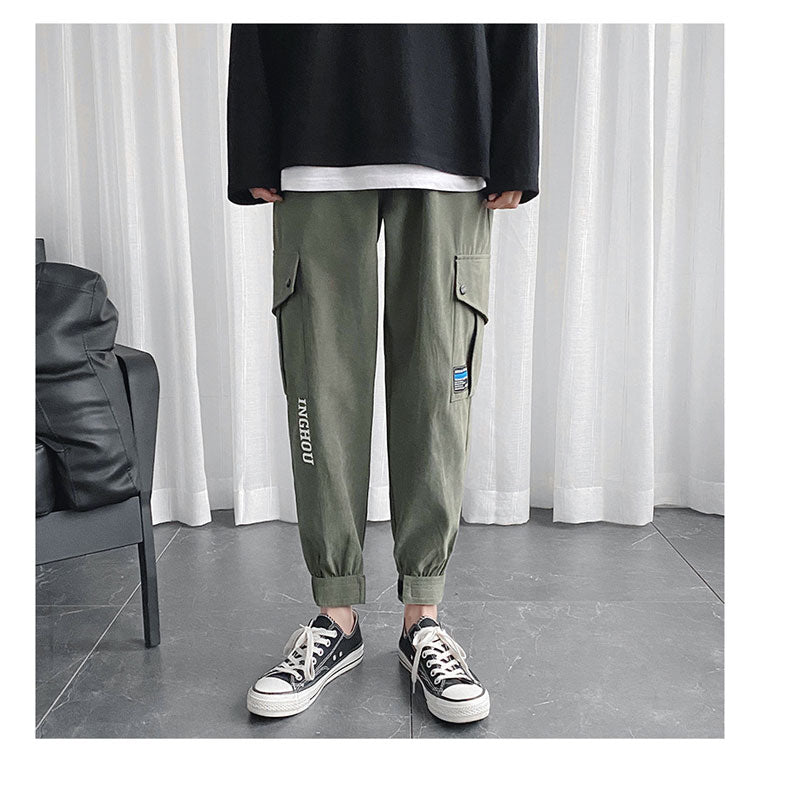 Autumn and winter casual pants men&#039;s trousers close-up harem pants youth trend multi-pocket overalls