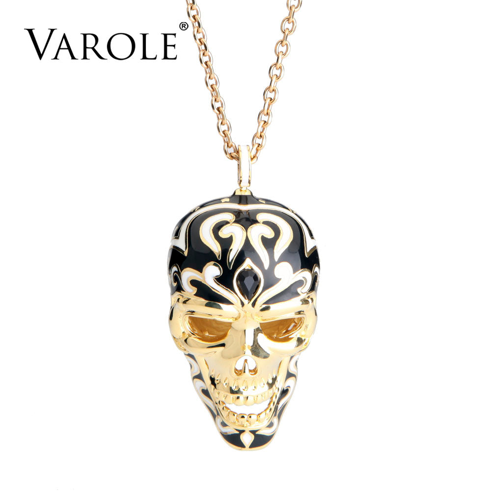 VAROLE Collares Necklace Women Enamel 3D Skeleton Necklaces & Pendants for Man Vintage Choker Statement Necklace Collier