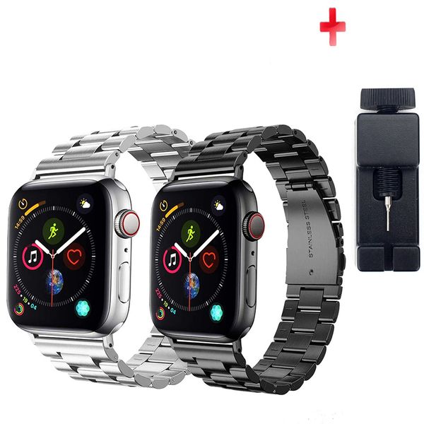 For Apple watch 6 SE metalstrap stainless streel band with tool-Series 1 2 3 4 5 Black Rosegold Pink