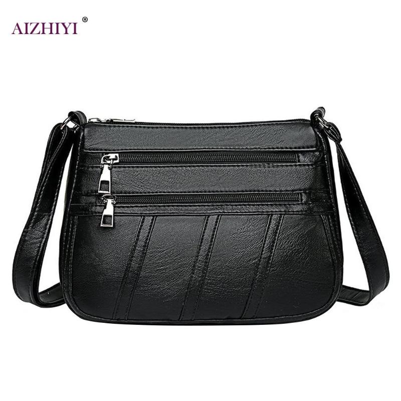 Shoulder Bags Women PU Leather Messenger Bag Mother Solid Handbag Crossbody Multi-pocket Purse Youth Ladies Simple Versatile