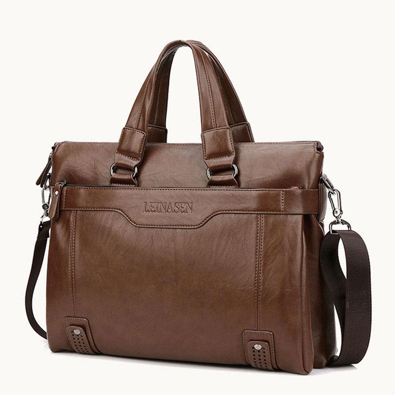 Briefcases Men Business Laptop Bag Hand Briefcase Large Capacity Male Shoulder Cross Body Bags Travel Handbag PU Leather Man Tote Packs