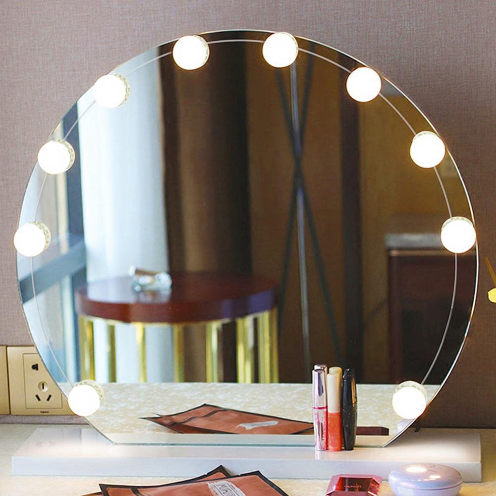 Vanity Mirror Front Light Hollywood Makeup Mirror LED Light Bulbs USB Interface 6-10-14 Bulbs, Adjustable Color (Not Include Mirror)
