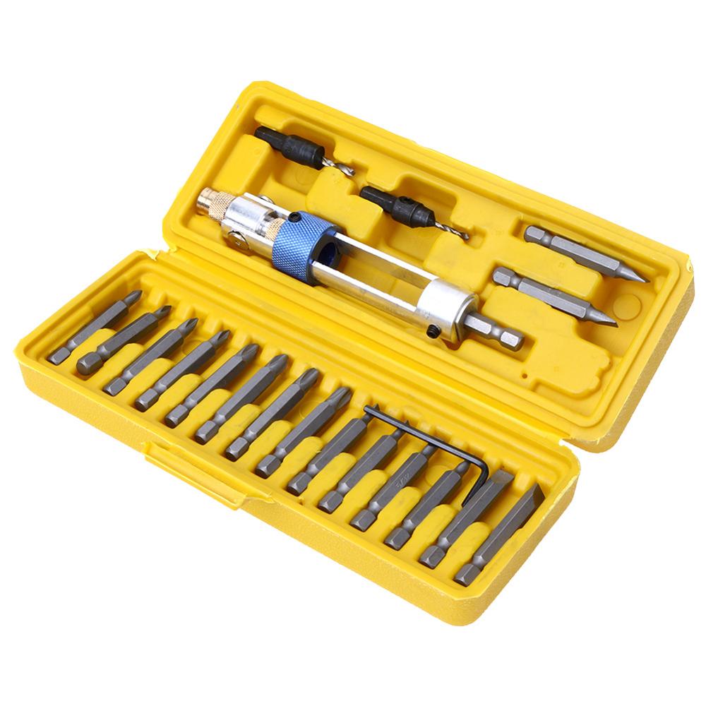 20Pcs-set Half Time Drill Driver Multi Screwdriver Sets Countersink Bits Allen Wrench Swivel Head Quick-Change Driving