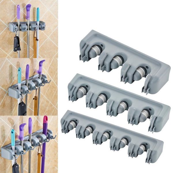 5-4-3 Position Mop Holder Kitchen Organizer Brush Broom Hanger Storage Rack Household Mop Brush Hanger Kitchen Gadgets Y200429