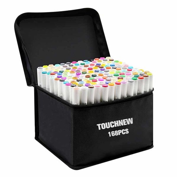 TOUCHNEW Markers 30-40-60-80-168 Color Alcohol Sketch marker Manga Drawing Brush Pens School Color Pen Art Supplies 201128