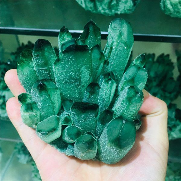 280-1.2kg natural green ghost quartz crystal cluster healing crystals raw gemstone specimen for home&office decoration fengshui 201125