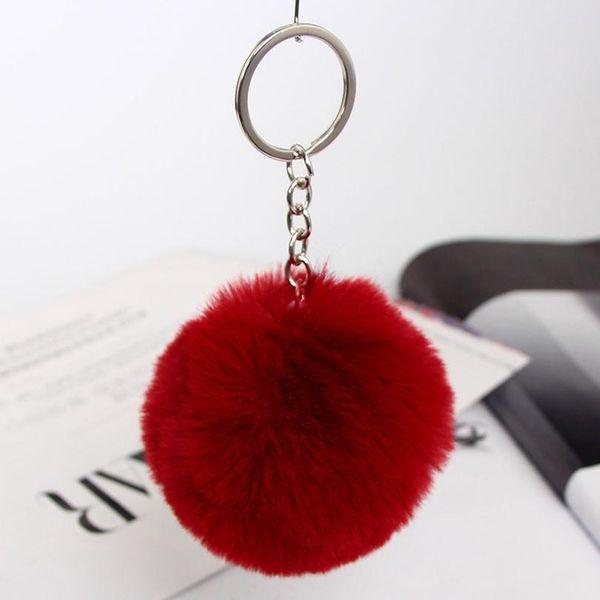 20 Colors Fluffy Fur Pom Pom Keychain Soft Faux Fur-like Ball Car Keyring Key Holder Women Bag Pendant jllpZV