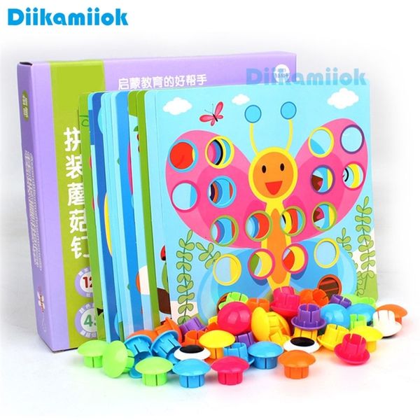 New Style Mushroom Nail New Puzzle Toy Jigsaw Board Geometric Shape Button Puzzles Baby Early Educational Toys For Children 201218
