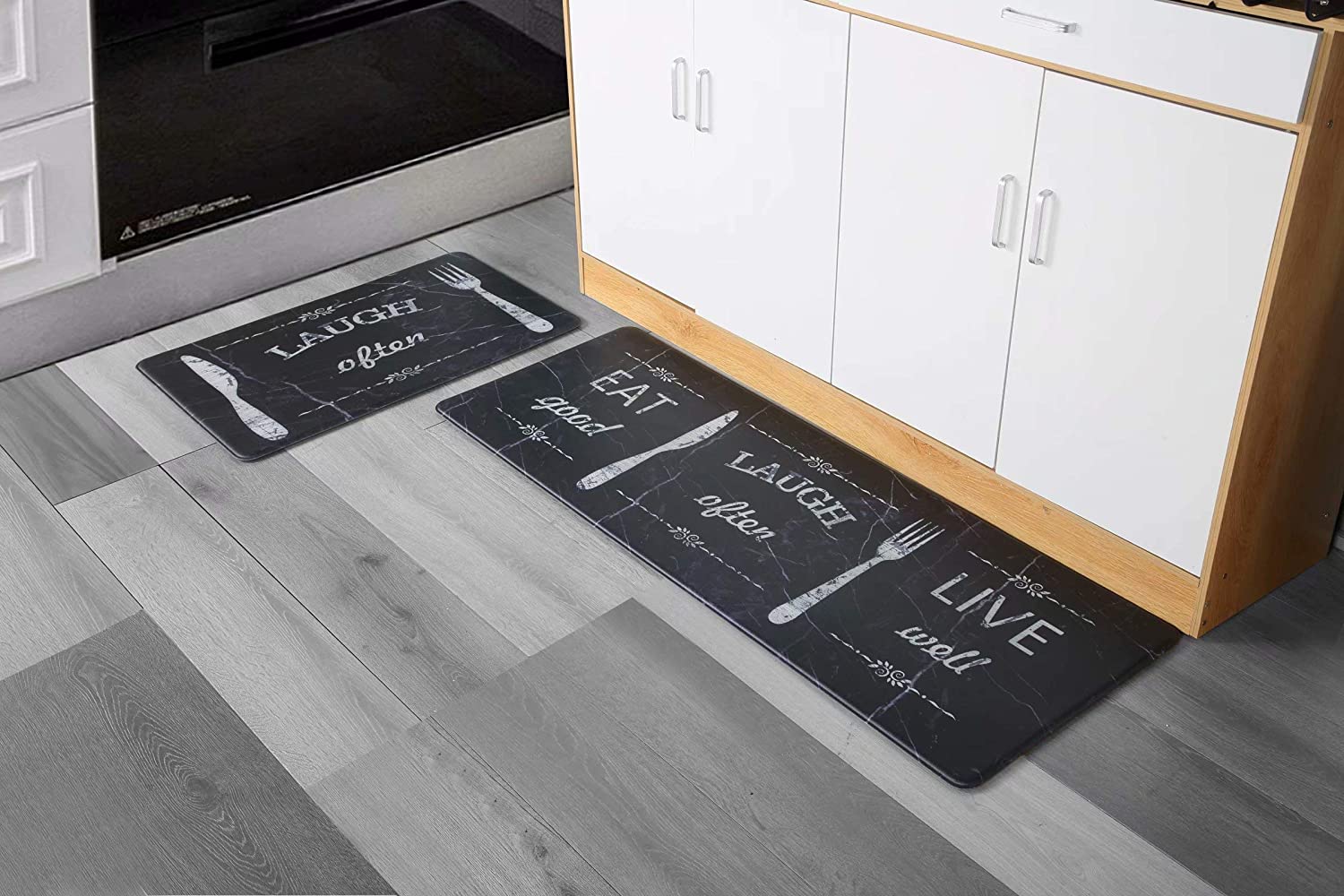 Anti Fatigue Kitchen Floor Mats Memory Foam Thick Cushioned Rugs for Kitchen Set of 2 Non Slip Waterproof Comfort Standing Mat