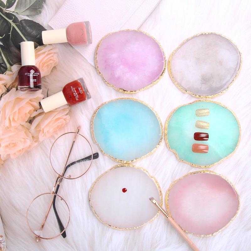 Resin Nail Palette Art Finger Ring Plate Gel Polish Cream Holder Mixing Color Palette Nail Art Equipment Cosmetic Makeup Pallete